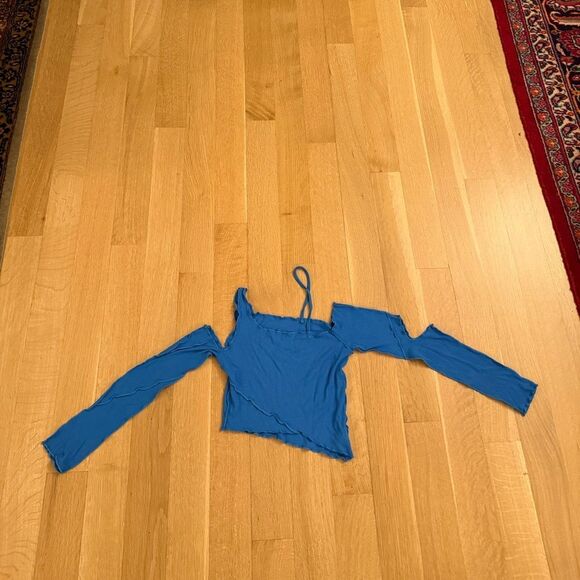 Blue Cut-Out Women's Top - Picture 5 of 8